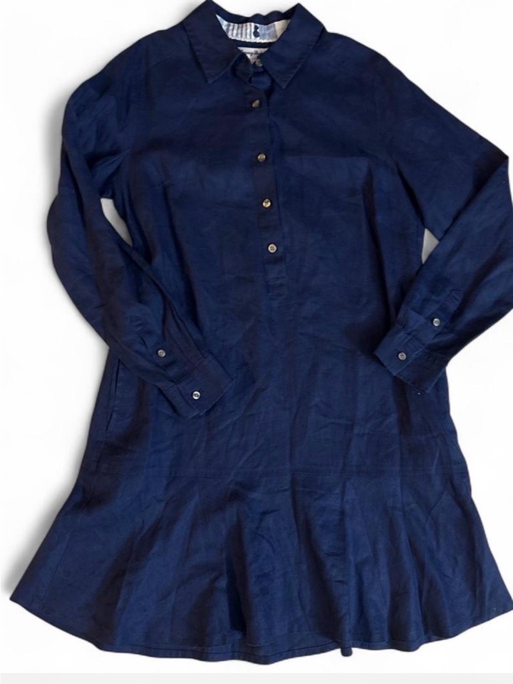 Tommy Bahama Navy Long-Sleeve Button Shirt Dress